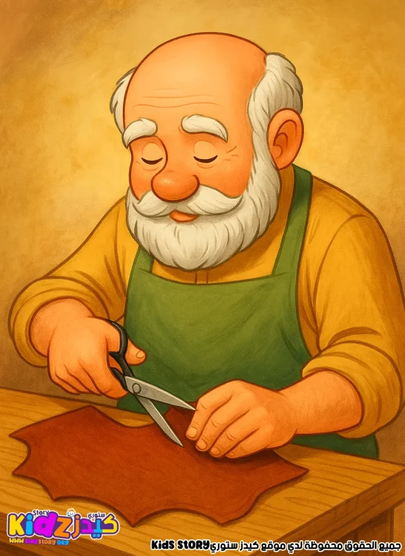 صانع الأحذية يقطع جلد أخر حذاء